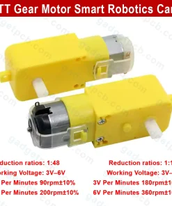 100RPM TT Gear Motor Double Shaft Dual Axis Gear Motor DC 3V 6V