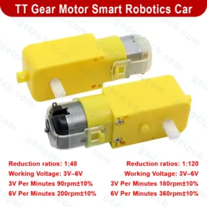 100RPM TT Gear Motor Double Shaft Dual Axis Gear Motor DC 3V 6V