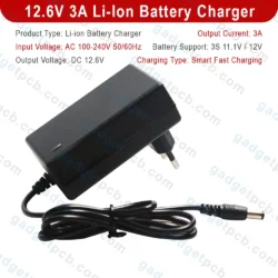 Alternative view of 12.6V 3A Lithium Battery Charger Smart Fast Charging Adapter With 36W AC 100-240V Battery Charger