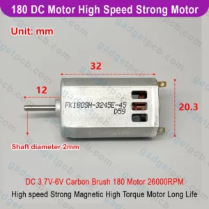 Alternative view of 180 DC Motor Mini Fans 180 Motor 30000RPM High Speed Carbon Brush Strong Magnetic 3.7V 4.2V 6V Motor