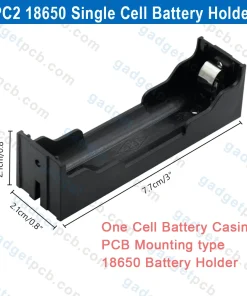 3.7V 18650 1 Tank Battery Holder PC2 PCB Mounting Type