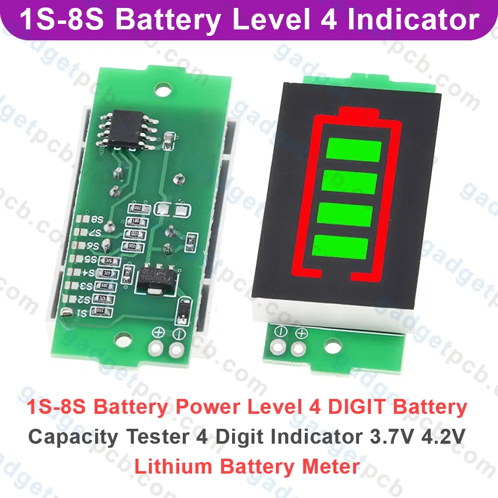 1S-8S Battery Power Level 4 DIGIT Battery Capacity Tester 4 Digit Indicator 3.7V 4.2V Lithium Battery Meter 1 1S-8S Battery Power Level 4 DIGIT Battery Capacity Tester 4 Digit
