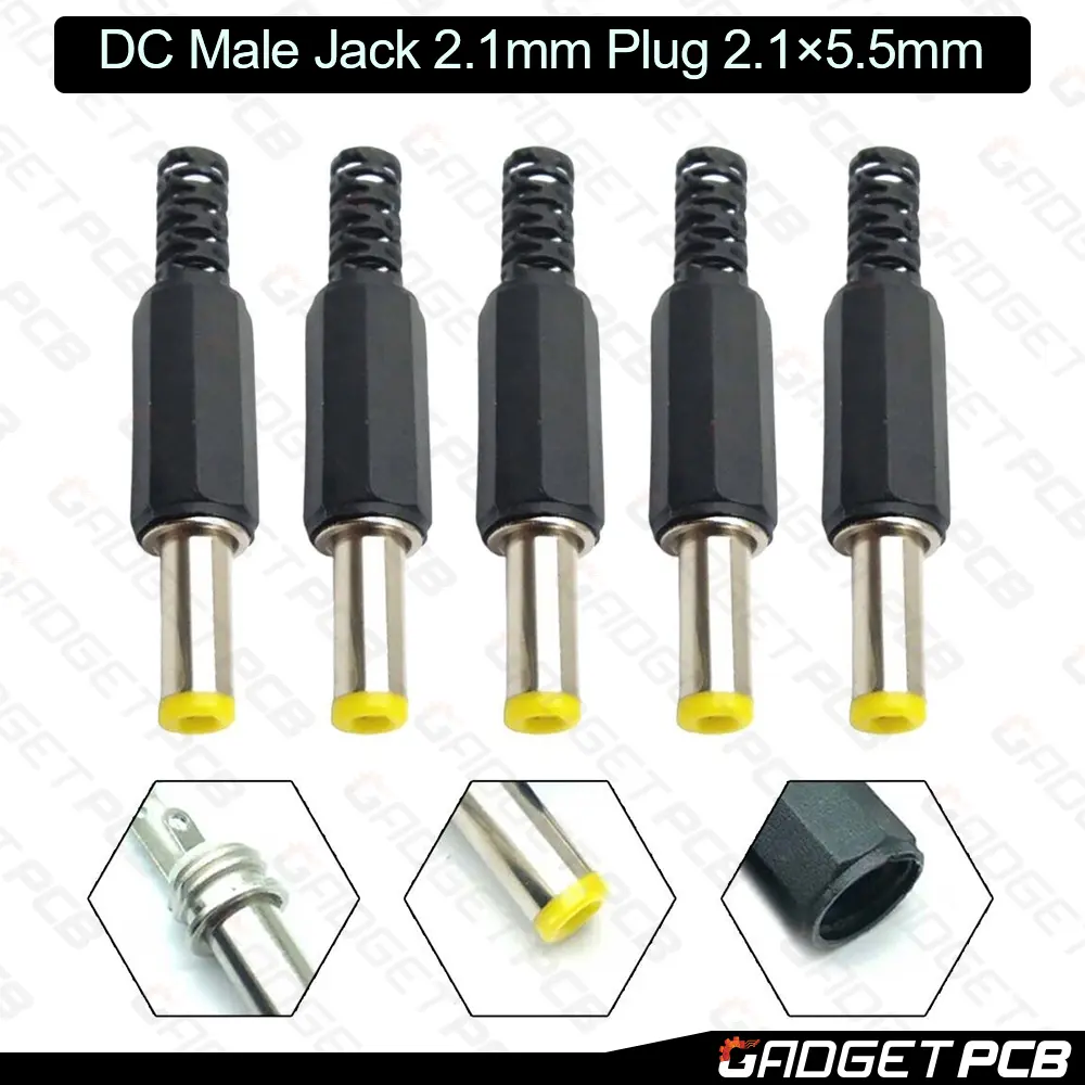 2.1mm Male Power Jack 5V 12V DC Male Jack DC Power Jack 2.1×5.5mm Plug Power Supply Jack Adapters 1 2.1mm Male Power Jack 5V 12V DC Male Jack DC Power Jack