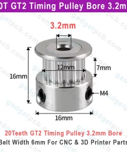 Alternative view of 20 Teeth GT2 Timing Pulley Bore 3.2mm Belt with 6mm Aluminum Synchronous Wheel 20T GT2 Timing Pulley 3.2mm