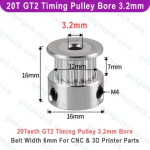 Alternative view of 20 Teeth GT2 Timing Pulley Bore 3.2mm Belt with 6mm Aluminum Synchronous Wheel 20T GT2 Timing Pulley 3.2mm
