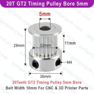 Alternative view of 20 Teeth GT2 Timing Pulley Bore 5mm Belt with 10mm Aluminum Synchronous Wheel 20T GT2 Timing Pulley Hole 5mm