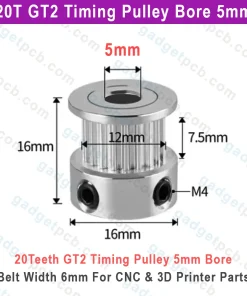 Alternative view of 20 Teeth GT2 Timing Pulley Bore 5mm Belt with 6mm Aluminum Synchronous Wheel 20T GT2 Timing Pulley