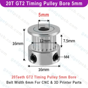 Alternative view of 20 Teeth GT2 Timing Pulley Bore 5mm Belt with 6mm Aluminum Synchronous Wheel 20T GT2 Timing Pulley