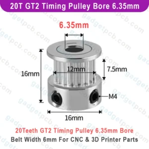 Alternative view of 20 Teeth GT2 Timing Pulley Bore 6.35mm Belt with 6mm Aluminum Synchronous Wheel 20T GT2 Timing Pulley 6.35mm