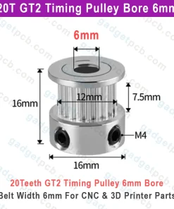 Alternative view of 20 Teeth GT2 Timing Pulley Bore 6mm Belt with 6mm Aluminum Synchronous Wheel 20T GT2 Timing Pulley 6mm