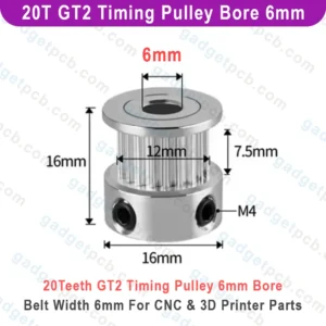 Alternative view of 20 Teeth GT2 Timing Pulley Bore 6mm Belt with 6mm Aluminum Synchronous Wheel 20T GT2 Timing Pulley 6mm