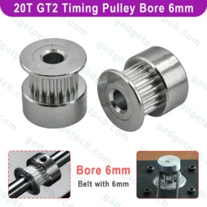 PCB Gear 28 20 Teeth GT2 Timing Pulley Bore 6mm Belt with 6mm Aluminum