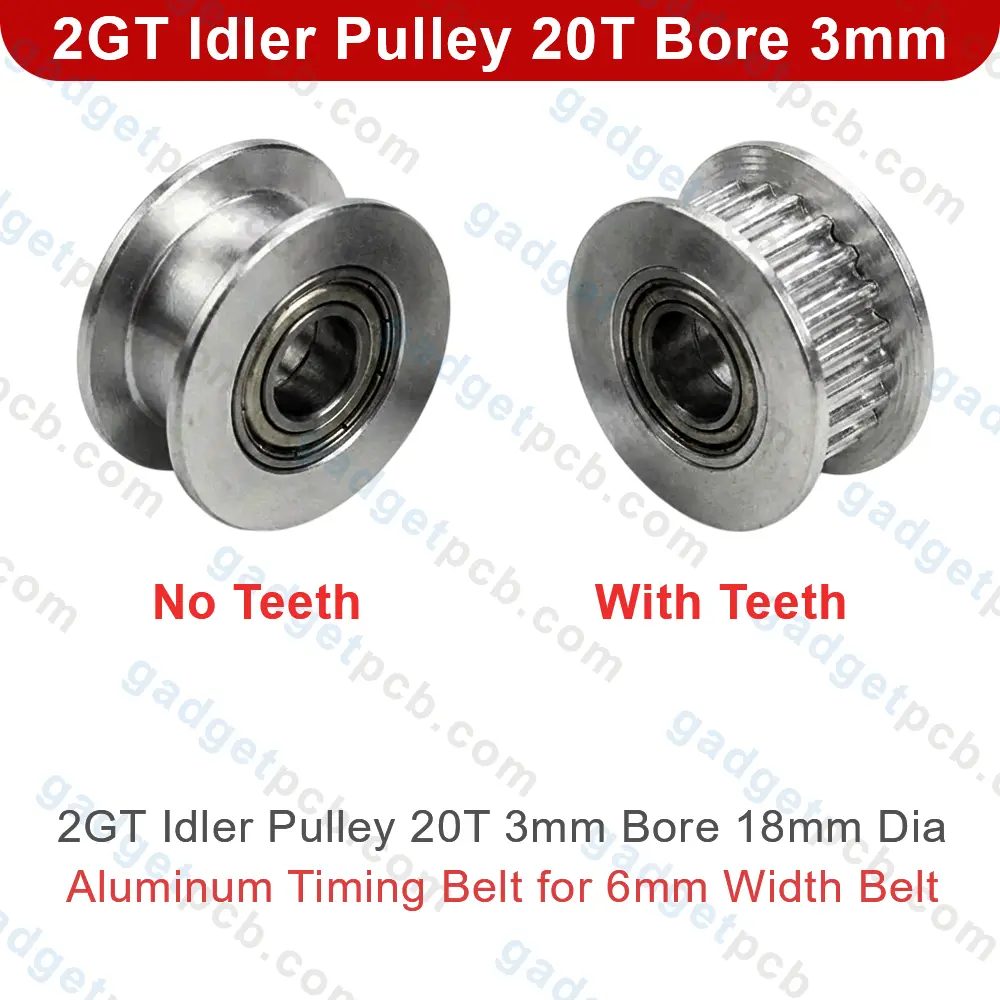 2GT Idler Pulley 20 Teeth & Smooth 3mm Bore for 6mm Belt Aluminum Idler Pulley for 3D Printer 2 2GT Idler Pulley 20 Teeth & Smooth 3mm Bore for 6mm Belt Aluminum Idler Pulley for 3D Printer - Image 2