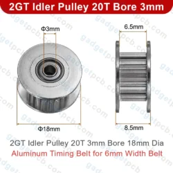 2GT Idler Pulley 20 Teeth & Smooth 3mm Bore for 6mm Belt Aluminum Idler Pulley for 3D Printer 6 2gt idler pulley 20 teeth smooth 3mm bore 3