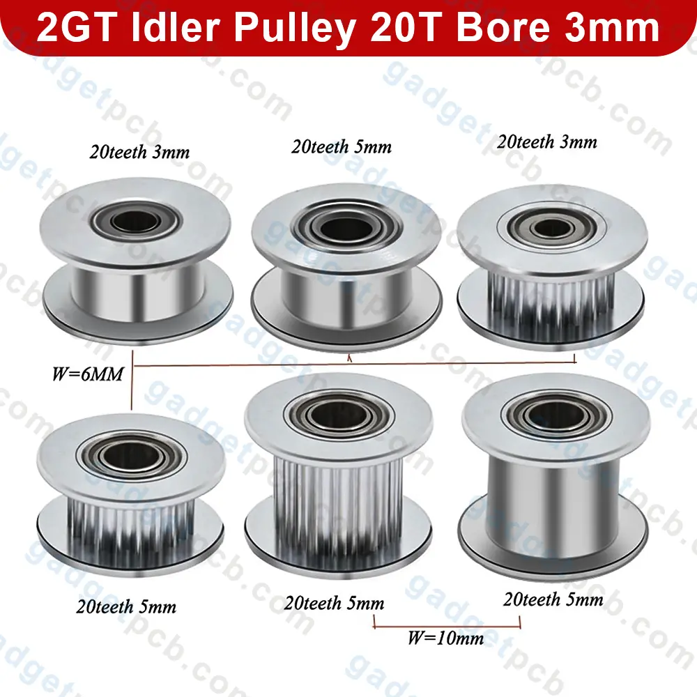 2GT Idler Pulley 20 Teeth & Smooth 3mm Bore for 6mm Belt Aluminum Idler Pulley for 3D Printer 4 2GT Idler Pulley 20 Teeth & Smooth 3mm Bore for 6mm Belt Aluminum Idler Pulley for 3D Printer - Image 4