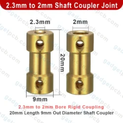 Alternative view of 2mm to 2.3mm Brass Shaft Coupling Joint Connector for 3D Printer Motor Accessories & RC DIY Projects