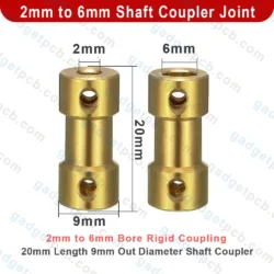 Alternative view of 2mm to 6mm Brass Shaft Coupling Joint Connector for 3D Printers, RC Motors, and DIY Robot Projects
