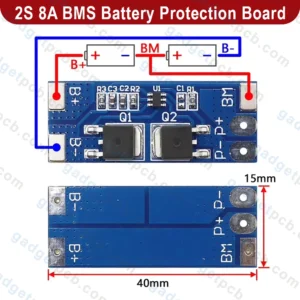 2S 8A BMS Battery Protection Board 2 Cells