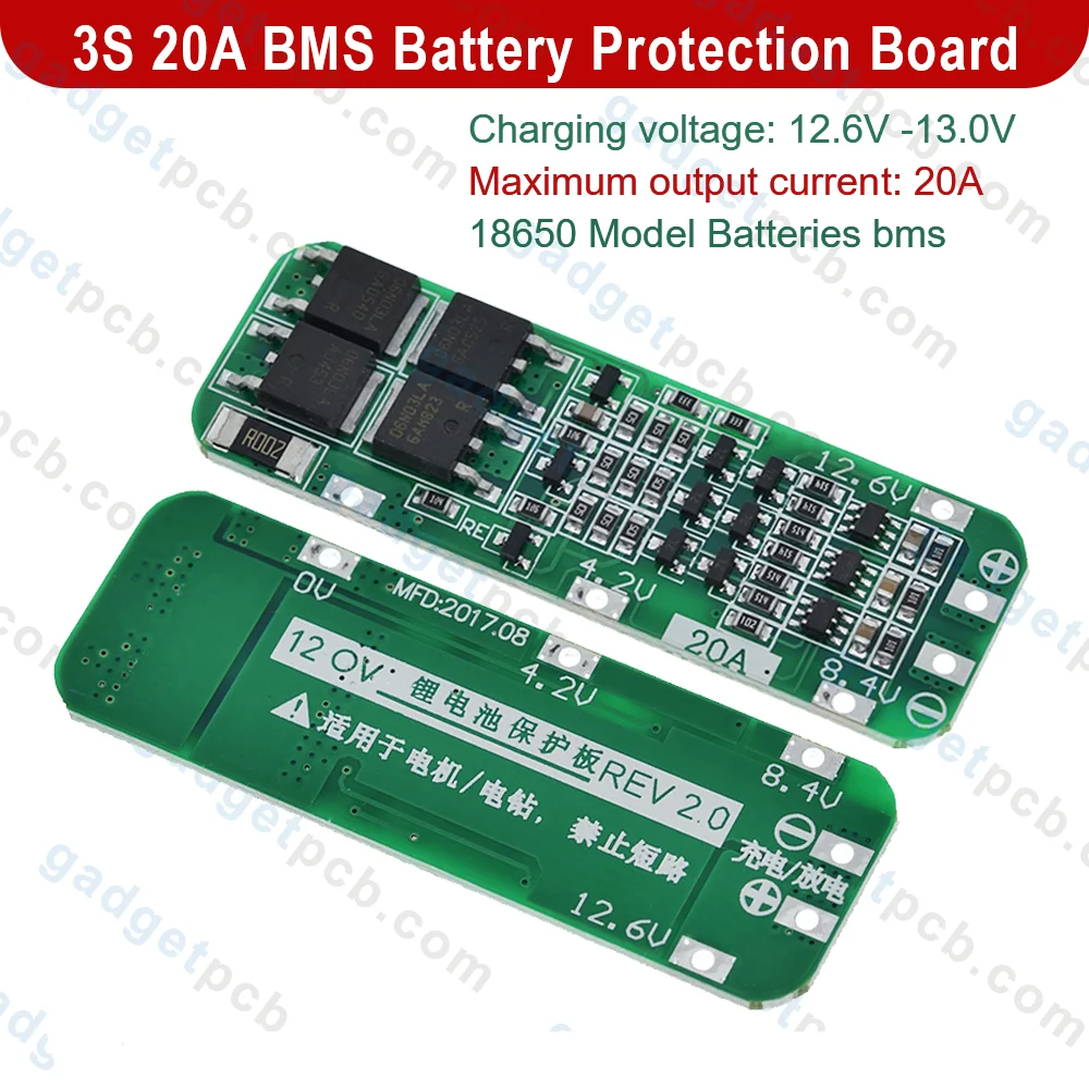 3S 20A BMS Battery Protection Board 3 Cells 20A 12.6V 18650 Li-ion Lithium Battery BMS Module 2 3S 20A BMS Battery Protection Board 3 Cells