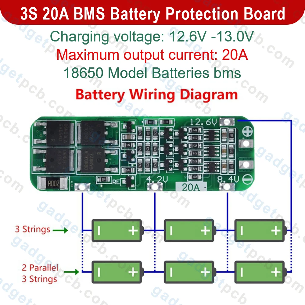 3S 20A BMS Battery Protection Board 3 Cells 20A 12.6V 18650 Li-ion Lithium Battery BMS Module 4 3S 20A BMS Battery Protection Board 3 Cells