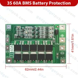 Alternative view of 3S 60A BMS Battery Protection Board 12V BMS 60A 11.1V 12.6V 18650 Lithium Battery Management System