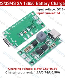 2S/3S/4S 2A Type-C 18650 Lithium Battery Charging Protection