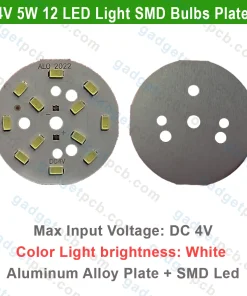 White Color 4V 5W Round SMD LED Light Bulb Plate