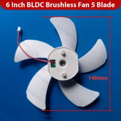 Alternative view of 6 Inch 5-Blade BLDC Brushless Fan 5V-9V DC 2600RPM High Air Flow Cooling Fan For DIY Projects