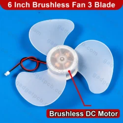 6 Inch BLDC Brushless Fan 3 Blades 9V 12V DC