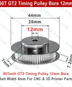 Alternative view of 60 Teeth GT2 Timing Pulley Bore 12mm Belt with 6mm Aluminum Synchronous Wheel 60T GT2 Timing Pulley 12mm