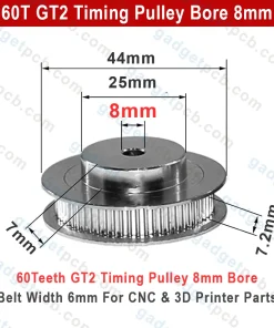 Alternative view of 60 Teeth GT2 Timing Pulley Bore 8mm Belt with 6mm Aluminum Synchronous Wheel 60T GT2 Timing Pulley 8mm