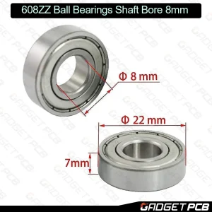Alternative view of 608ZZ Deep Groove Ball Bearings 608 ZZ 7 x 22 x 8mm Bearing Steel Bore 8mm diameter