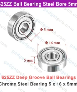 Alternative view of 625ZZ Deep Groove Ball Bearings 625z 5 x 16 x 5mm Bearing Steel Bore 5mm diameter Metal Seal Bearings