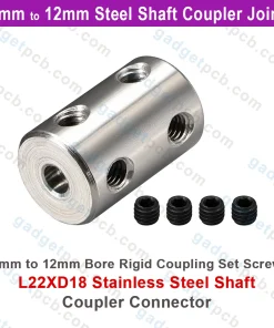 Alternative view of 6mm to 12mm Bore Rigid Coupling Set Screw L22XD18 Steel Shaft Coupler Connector Motor Accessories