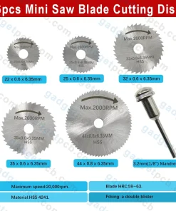 Alternative view of 6pcs Mini Circular Saw Blade Set HSS Cutting Disc Rotary Tool Accessories Compatible Wood Plastic