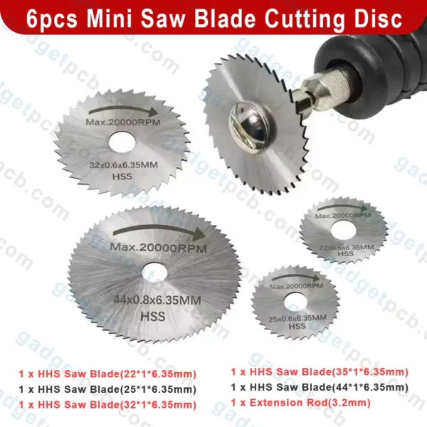 6pcs mini circular saw blade set hss cutting