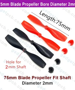 Alternative view of 75mm Propeller Blade For 180 Motor Fan 2mm Bore Propeller Blade Drone & Mini Fan diy 75mm propellers