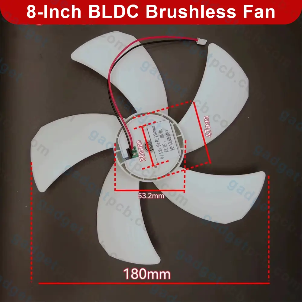 8 Inch BLDC Brushless Fan 5 Blades 9V/12V DC High Air Flow Cooling Fan 2600RPM For DIY Projects 4 8 Inch BLDC Brushless Fan 5 Blades 9V/12V DC High Air Flow Cooling Fan 2600RPM For DIY Projects - Image 4