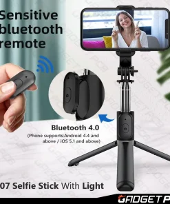 Q07 Bluetooth Selfie Stick with Light and Bluetooth Remote