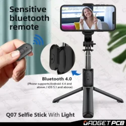 Q07 Bluetooth Selfie Stick with Light and Bluetooth Remote