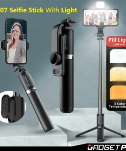 Q07 Bluetooth Selfie Stick with Fill Light and Bluetooth Remote