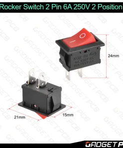 Black & Red Rocker Switches 2 Pin 6A 250V 2 Positions