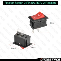 Black & Red Rocker Switches 2 Pin 6A 250V 2 Positions