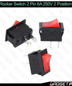 Black & Red Rocker Switches 2 Pin 6A 250V 2 Positions