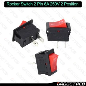 Black & Red Rocker Switches 2 Pin 6A 250V 2 Positions