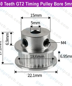 Aluminum 30 Teeth GT2 Timing Pulley Bore 5mm