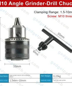 M10 Angle Grinder 1.5-10mm Electric Drill Chuck conversion head chuck grinder drill tool accessories 6 angle grinder 1 5 10mm electric drill chuck 3