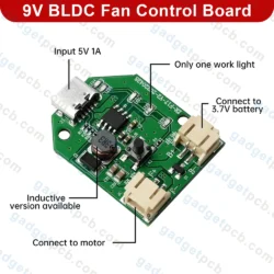 Alternative view of BLDC Fan Circuit 3.7V To 5V 7V 9V Rechargeable Fan Control Board Motor Speed Controller Boost Module