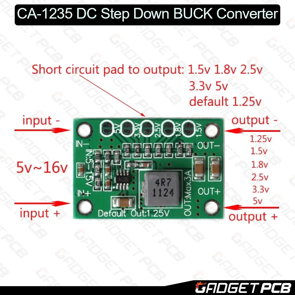 CA-1235 DC DC Step Down Buck Converter MP1495 Chip Output DC 1.25V 1.5V 1.8V 2.5V 3.3V 5V Adjustable Input DC 3A 5V-15V 4 CA-1235 DC DC Step Down Buck Converter MP1495 Chip Output DC 1.25V 1.5V 1.8V 2.5V 3.3V 5V Adjustable Input DC 3A 5V-15V - Image 4
