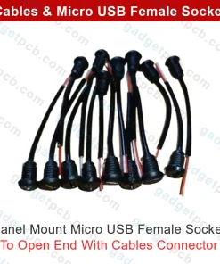 Alternative view of Cables with Micro USB Female Socket Panel Mount USB Type-B Female Socket To Open End With Cables Connector